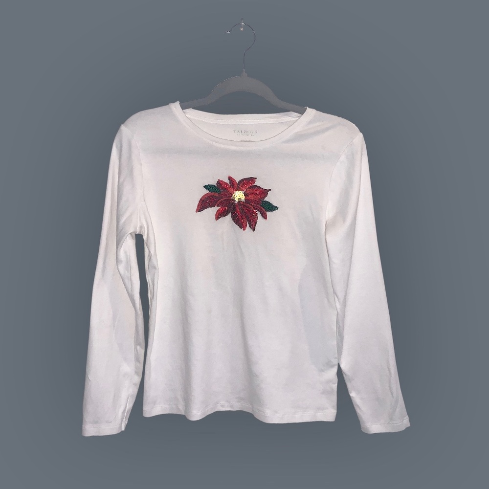 White Long Sleeve Shirt With Sequin Detail